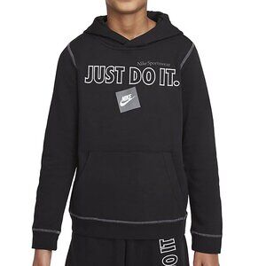 Nike Boys’ Sportswear JDI Pullover Hoodie – Black/Iron Grey, Medium